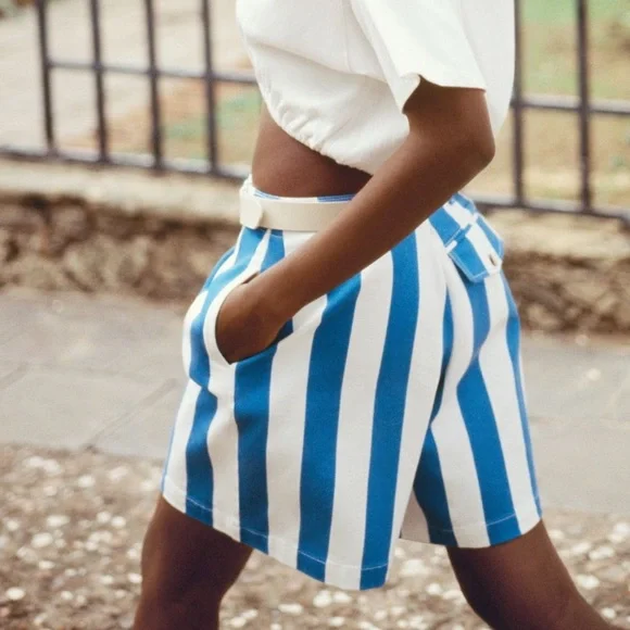 Maeve by Anthropologie Parasol Stripe Dad Shorts - Picture 5 of 9